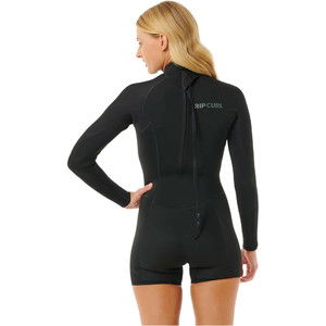 2024 Rip Curl Mujer Dawn Patrol 2mm Manga Larga Back Zip Traje De Primavera 133WSP - Black